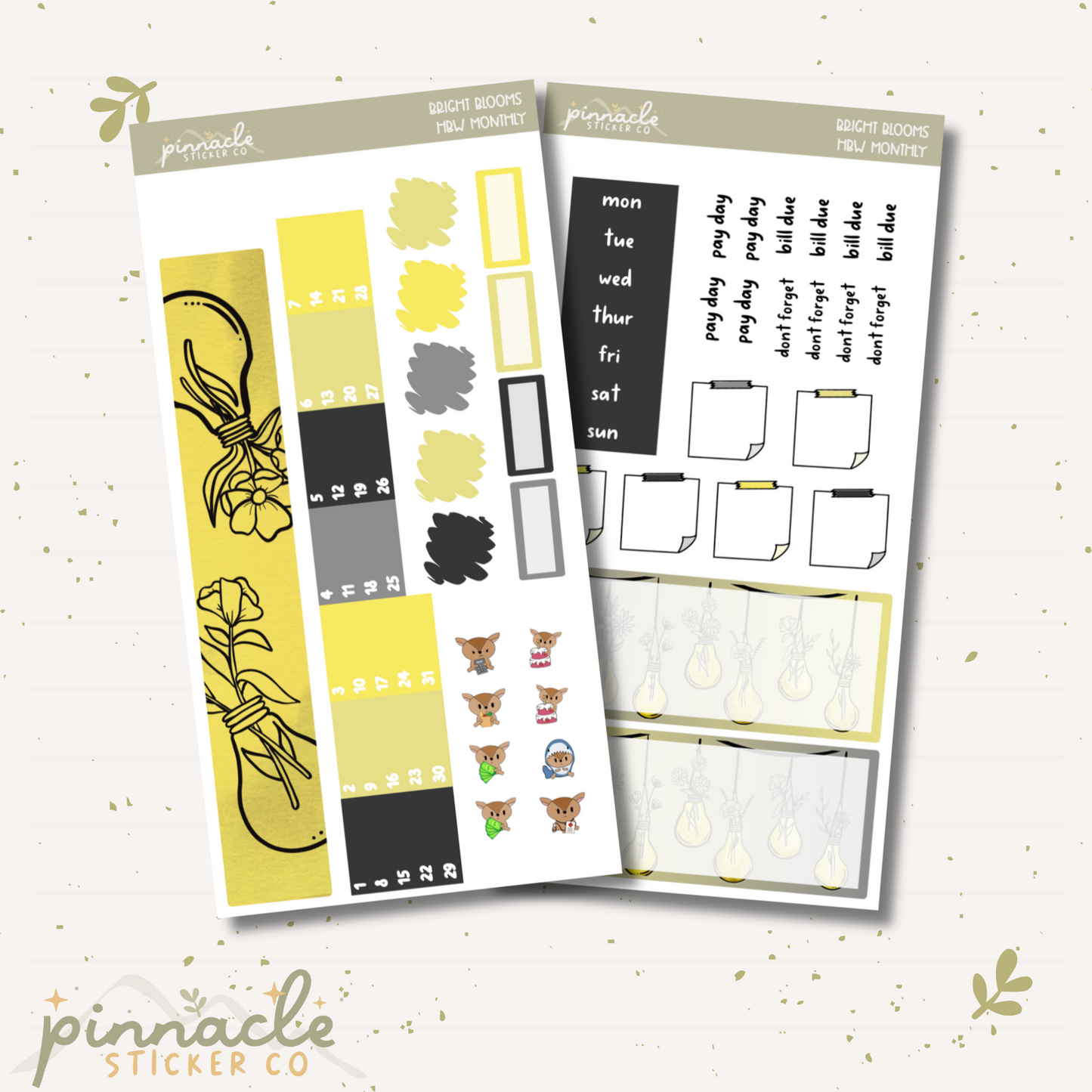 Bright Blooms Hobonichi Weeks Monthly Kit Planner Stickers