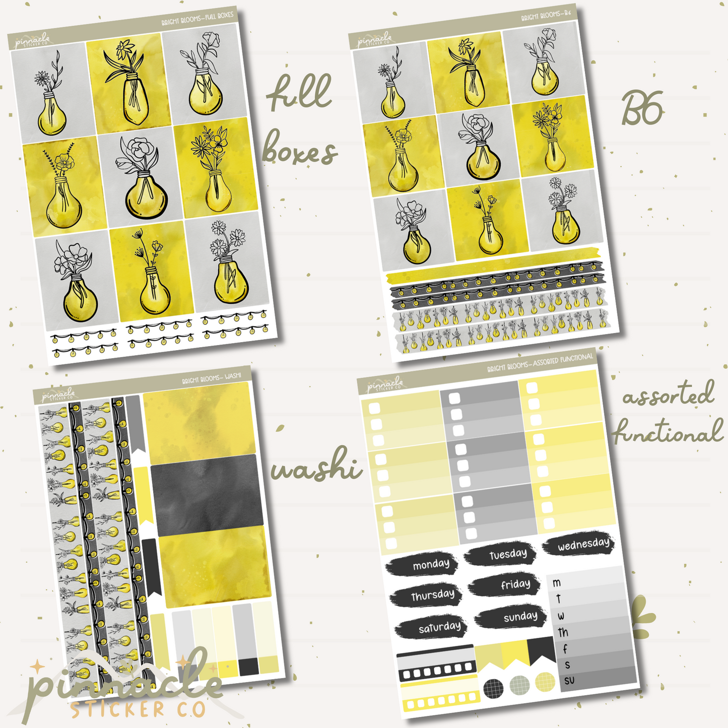 Bright Blooms Weekly Kit Planner Stickers