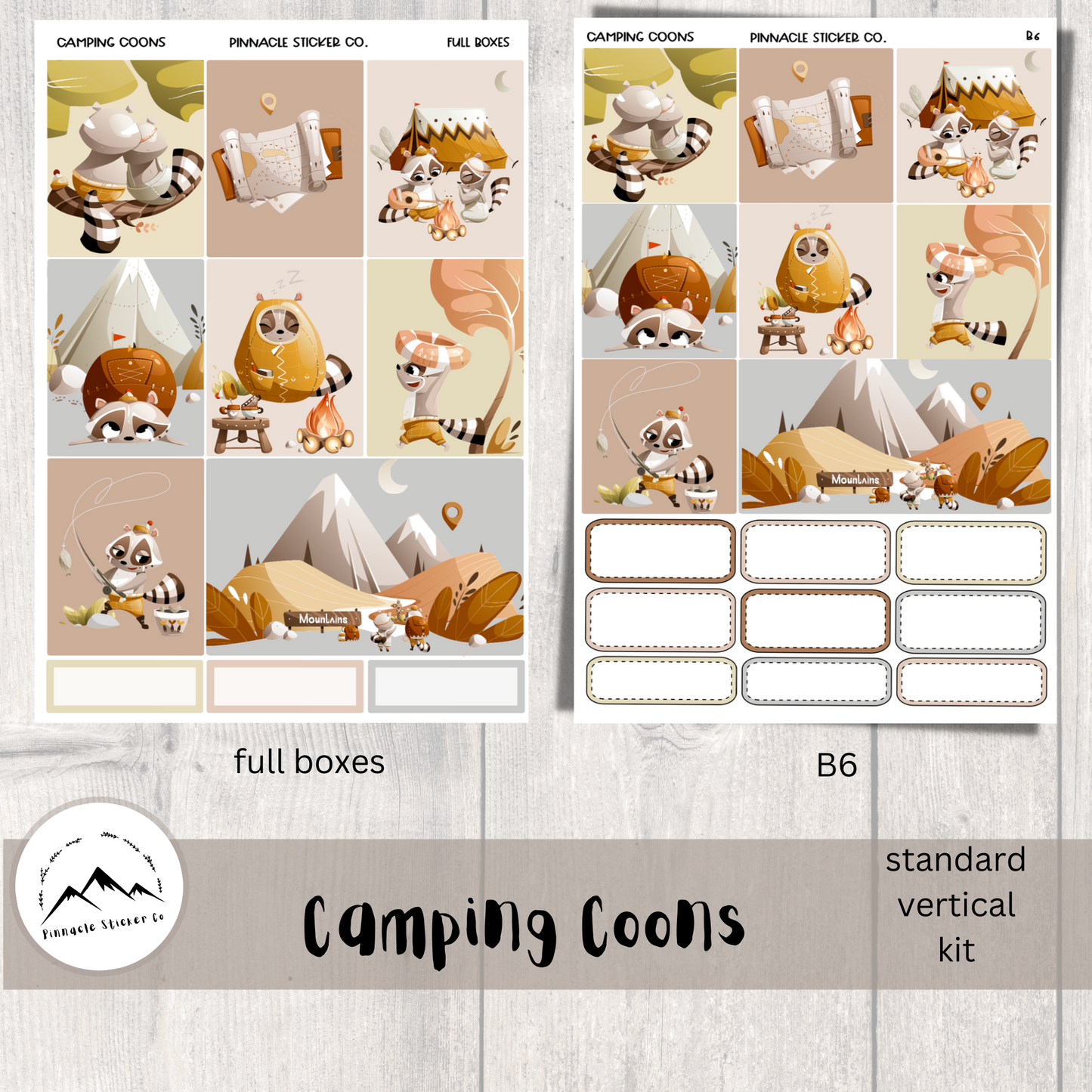 Camping Coons Weekly Kit Planner Stickers