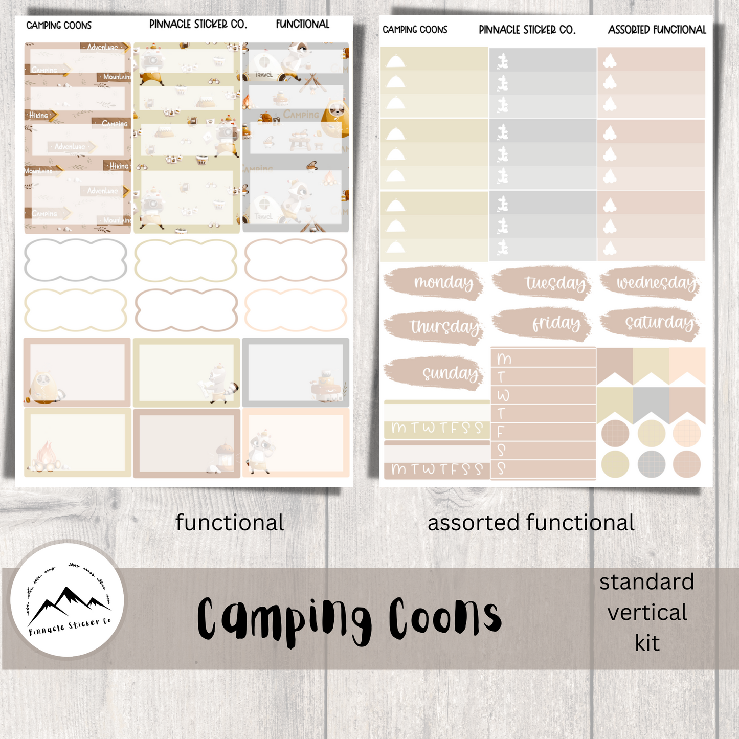 Camping Coons Weekly Kit Planner Stickers