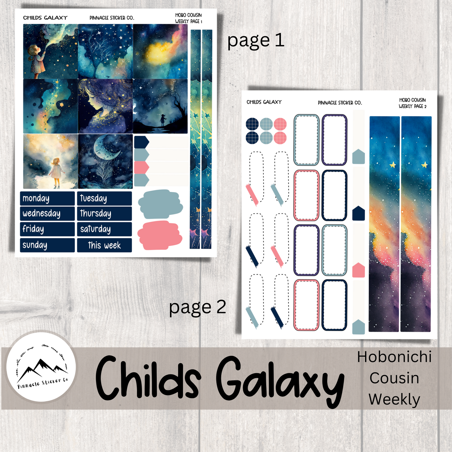 Child's Galaxy Hobonichi Cousin Kit Planner Stickers