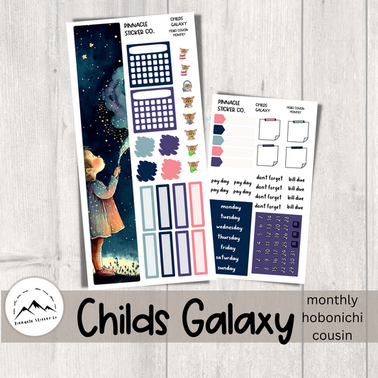 Child's Galaxy Hobonichi Cousin Monthly Kit Planner Stickers