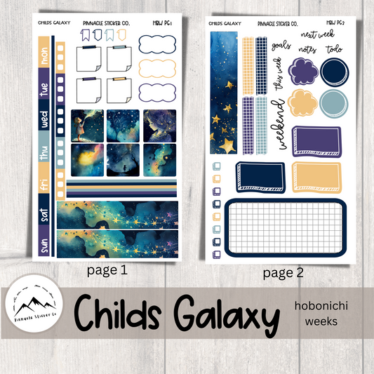 Child's Galaxy Hobonichi Weeks Planner Stickers