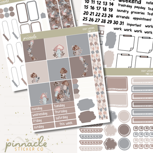 Cozy Woods Hobonichi Cousin Kit Planner Stickers