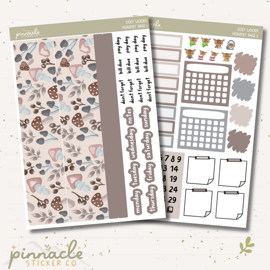 Cozy Woods Monthly Kit Planner Stickers