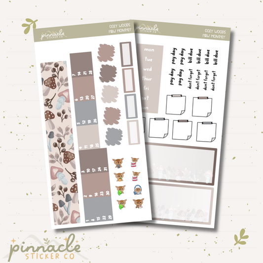 Cozy Woods Hobonichi Weeks Monthly Kit Planner Stickers