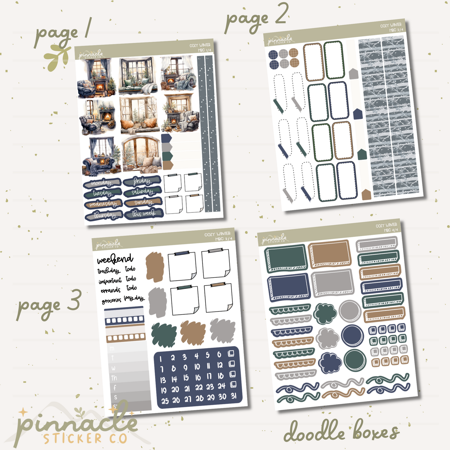 Cozy Winter Hobonichi Cousin Kit Planner Stickers