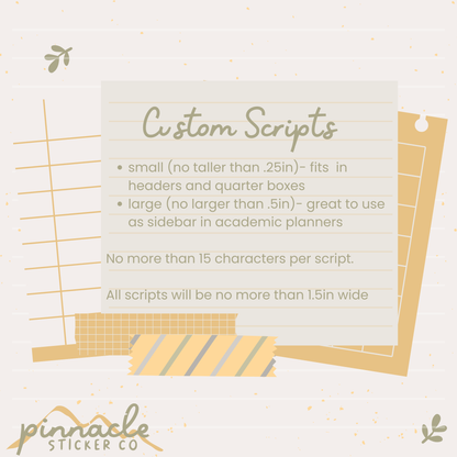 Custom Script Planner Stickers
