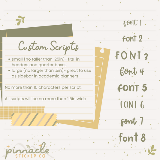 Custom Script Planner Stickers
