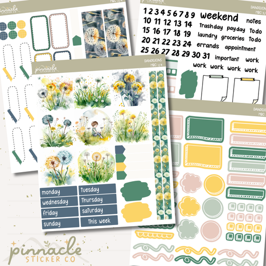 Dandelions Hobonichi Cousin Kit Planner Stickers