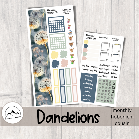 Dandelions Hobonichi Cousin Monthly Kit Planner Stickers