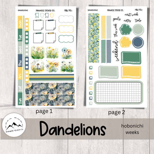 Dandelions Hobonichi Weeks Planner Stickers