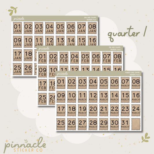 Vintage Monthly Date Stamp Stickers