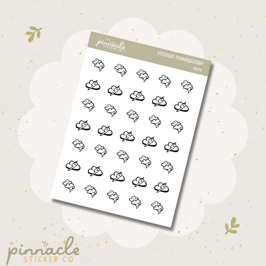 Thunderstorm Doodled Icon Stickers I006