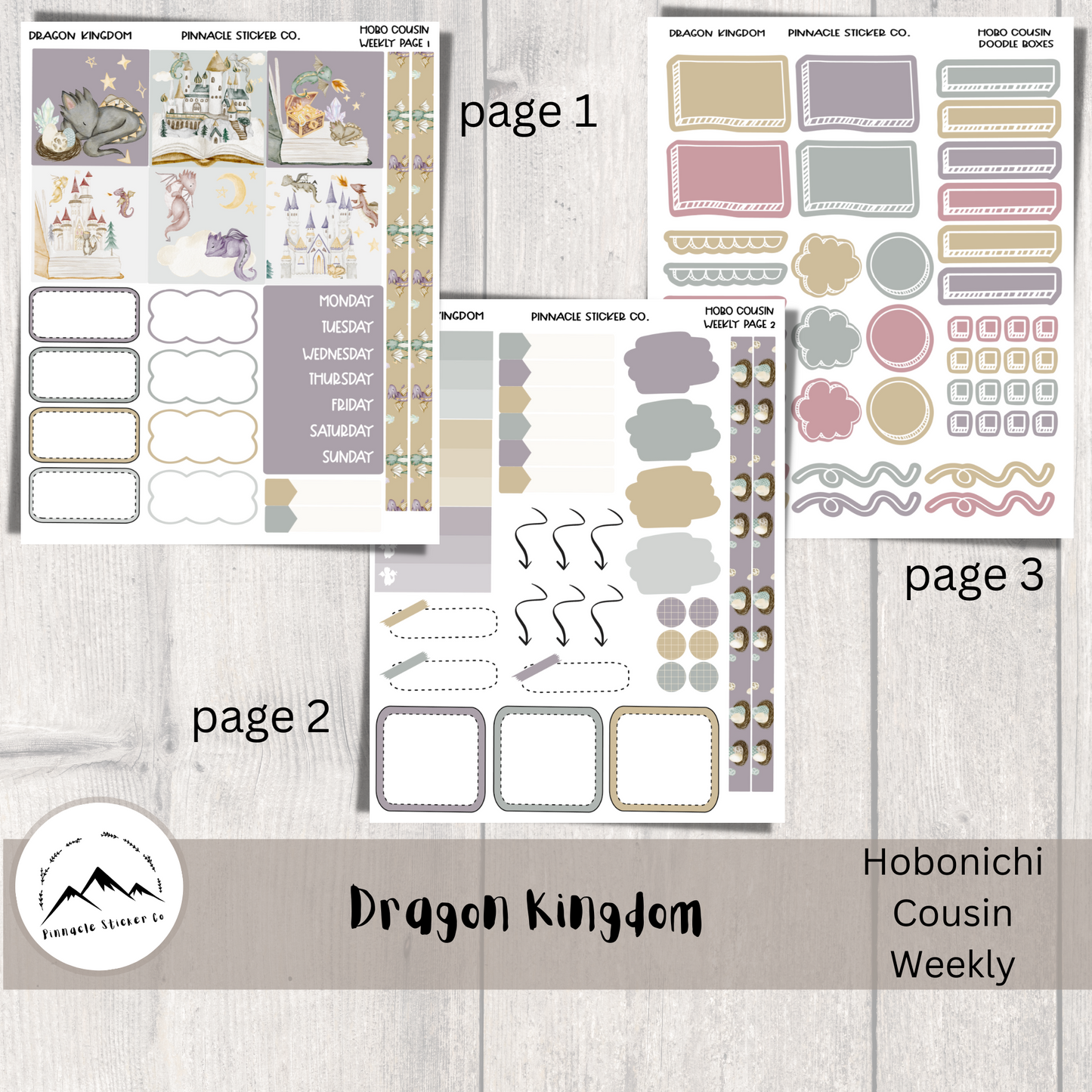 Dragon Kingdom Hobonichi Cousin Kit Planner Stickers