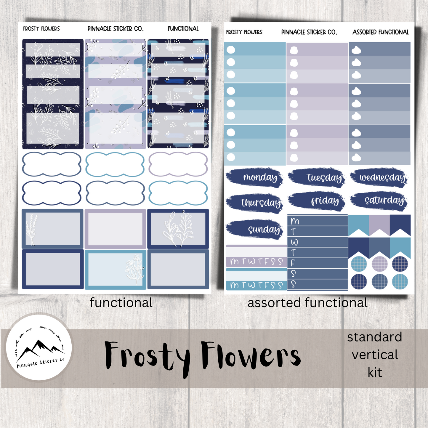 Frosty Flowers Weekly Kit Planner Stickers