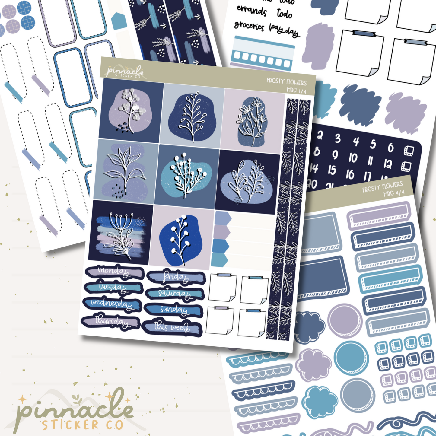 Frosty Flowers Hobonichi Cousin Kit Planner Stickers