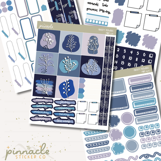 Frosty Flowers Hobonichi Cousin Kit Planner Stickers