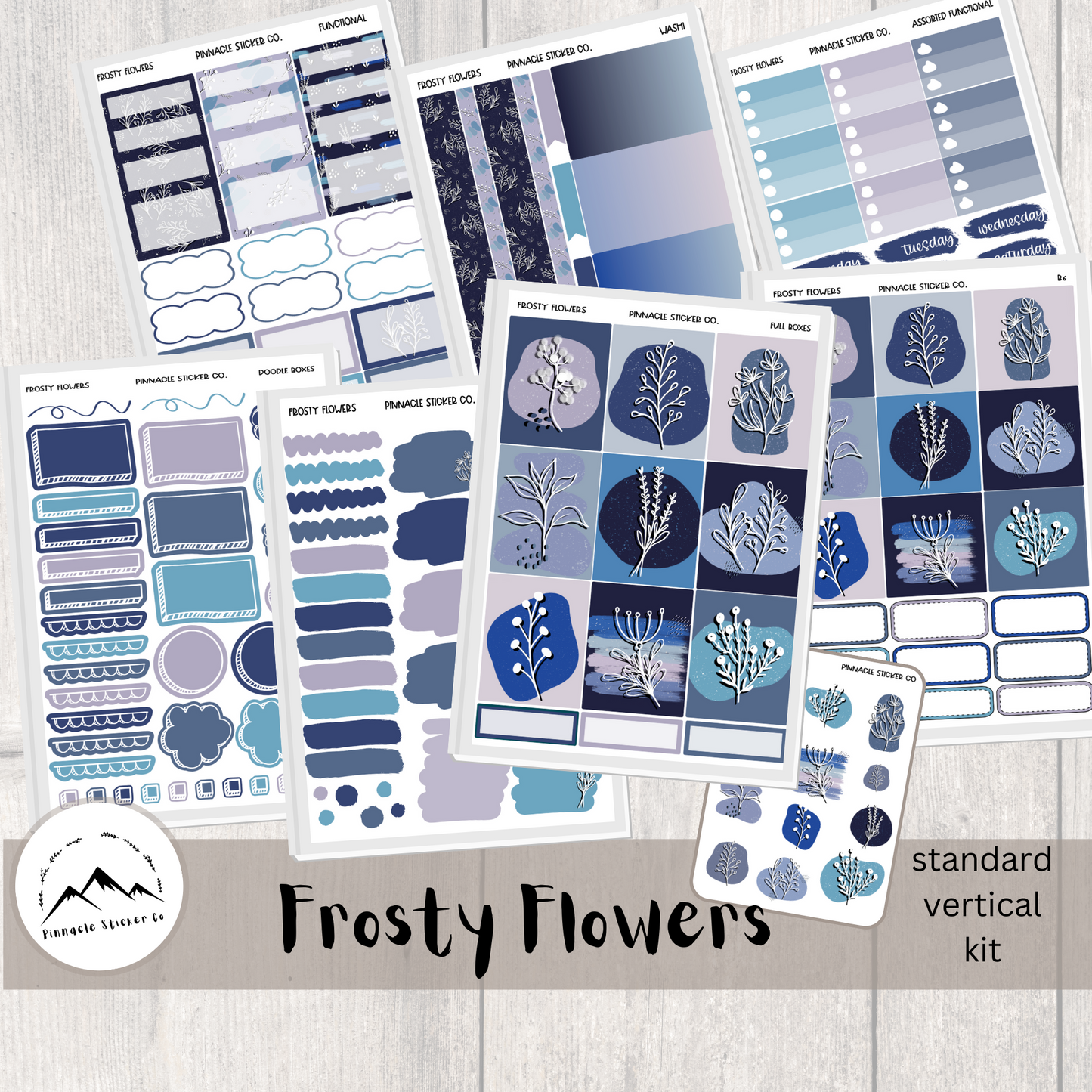 Frosty Flowers Weekly Kit Planner Stickers