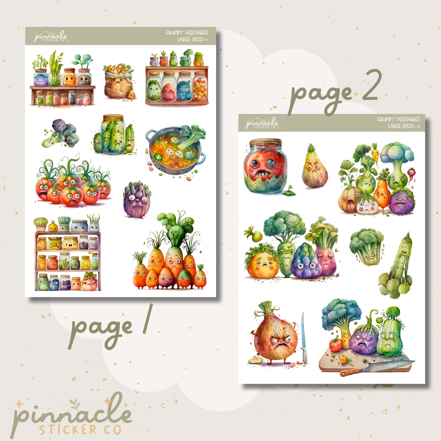 Grumpy Vegetables Deco Planner Stickers