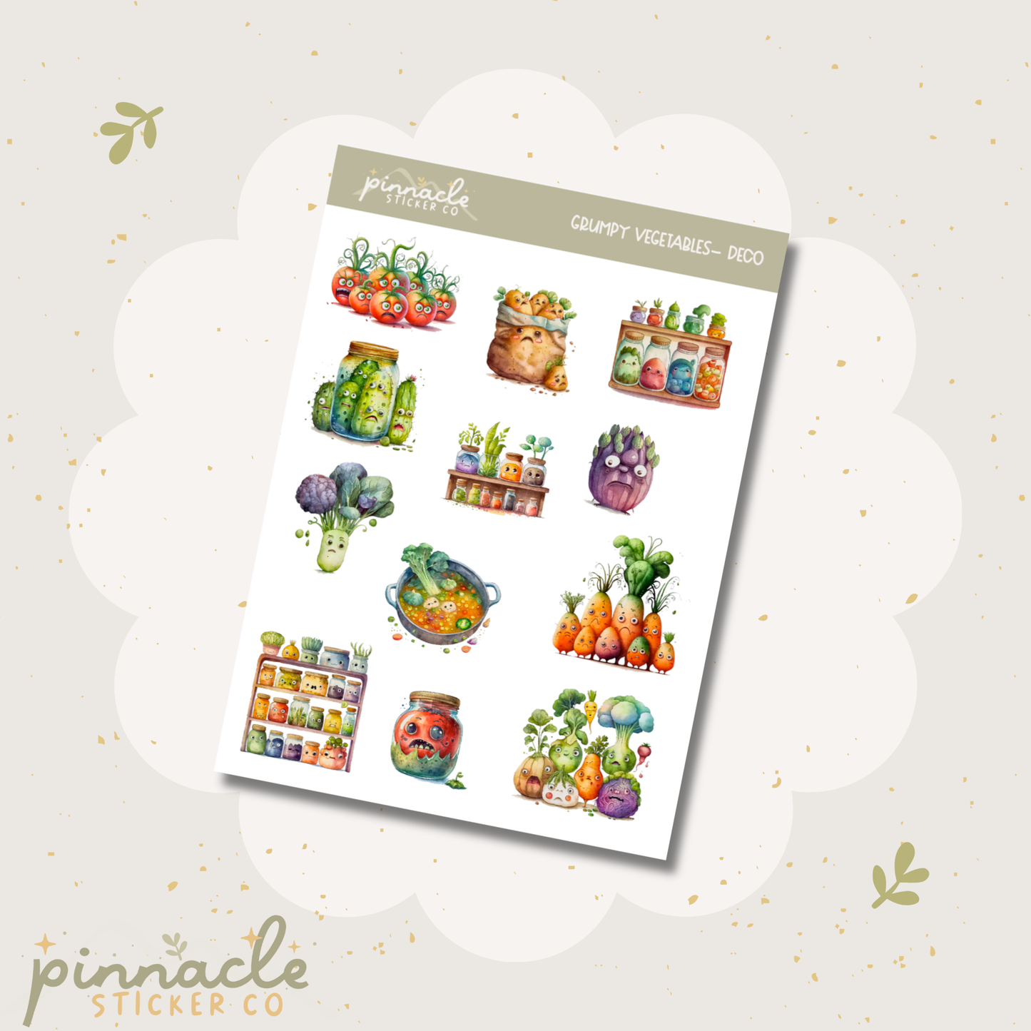 Grumpy Vegetables Deco Planner Stickers