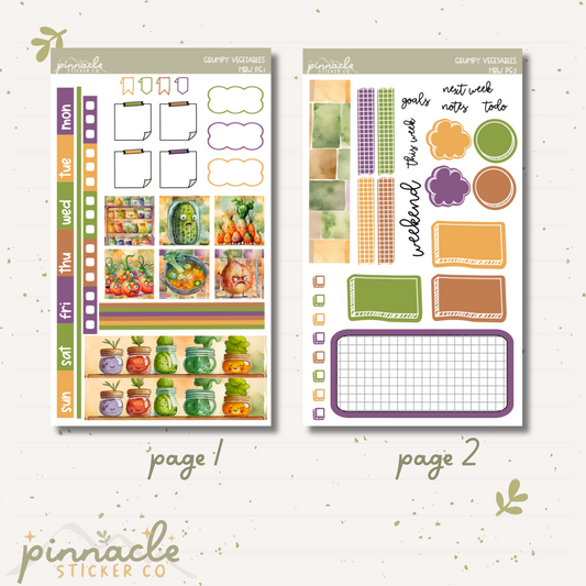 Grumpy Vegetables Hobonichi Weeks Planner Stickers