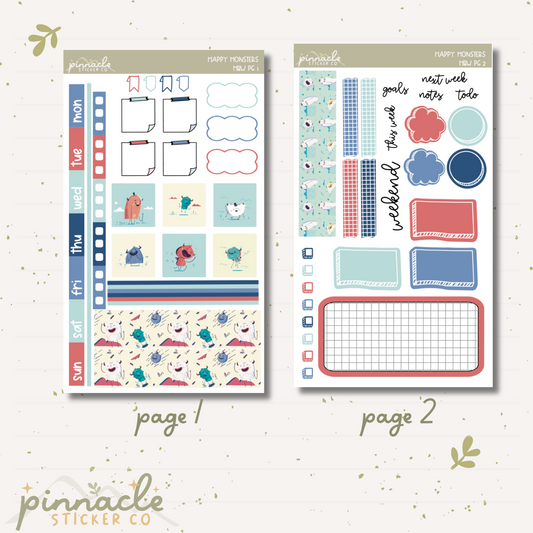 Happy Monsters Hobonichi Weeks Planner Stickers