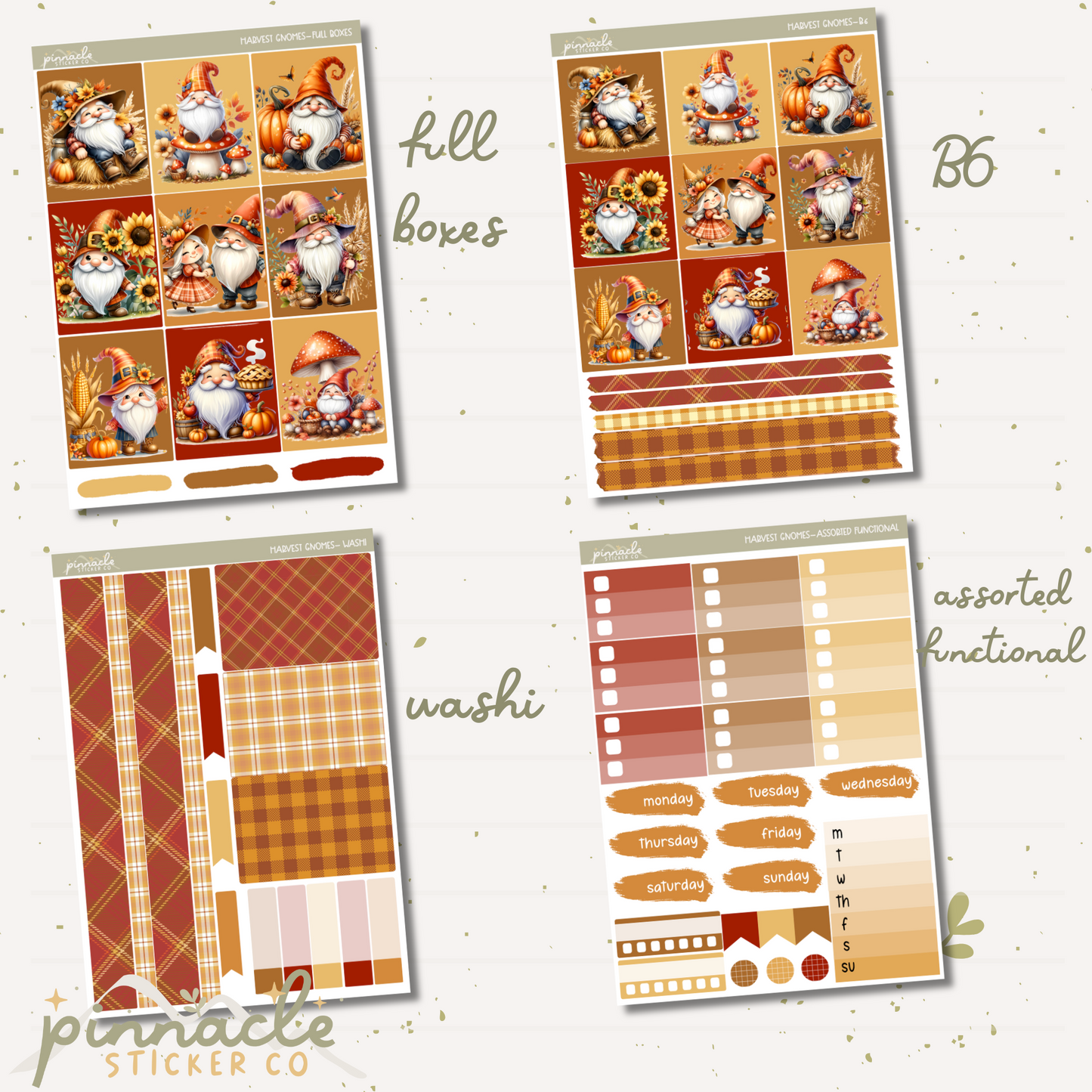 Harvest Gnomes Weekly Kit Planner Stickers