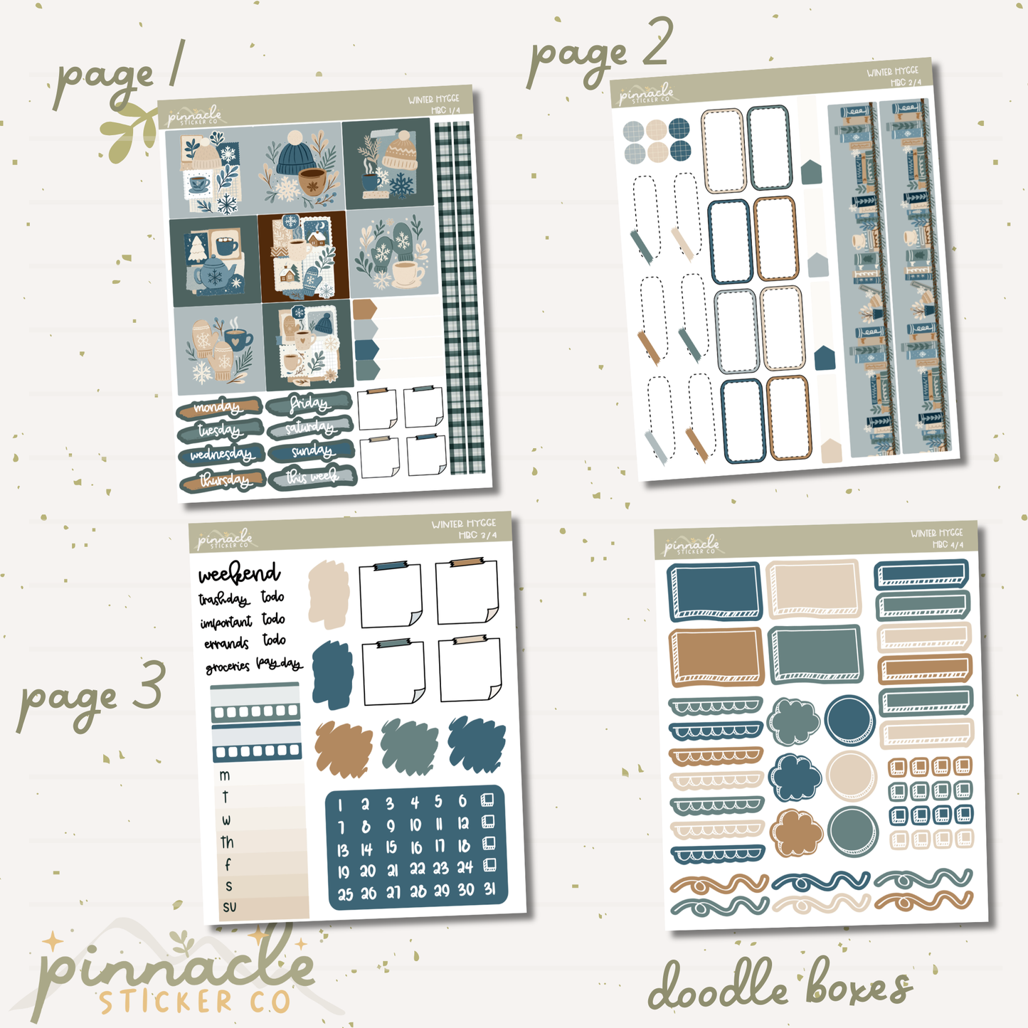 Winter Hygge Hobonichi Cousin Kit Planner Stickers