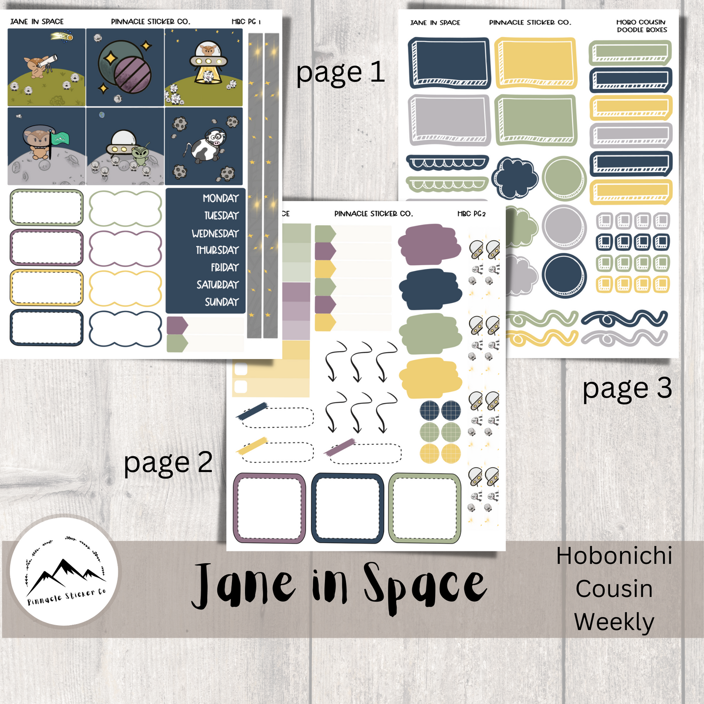 Jane in Space Hobonichi Cousin Kit Planner Stickers