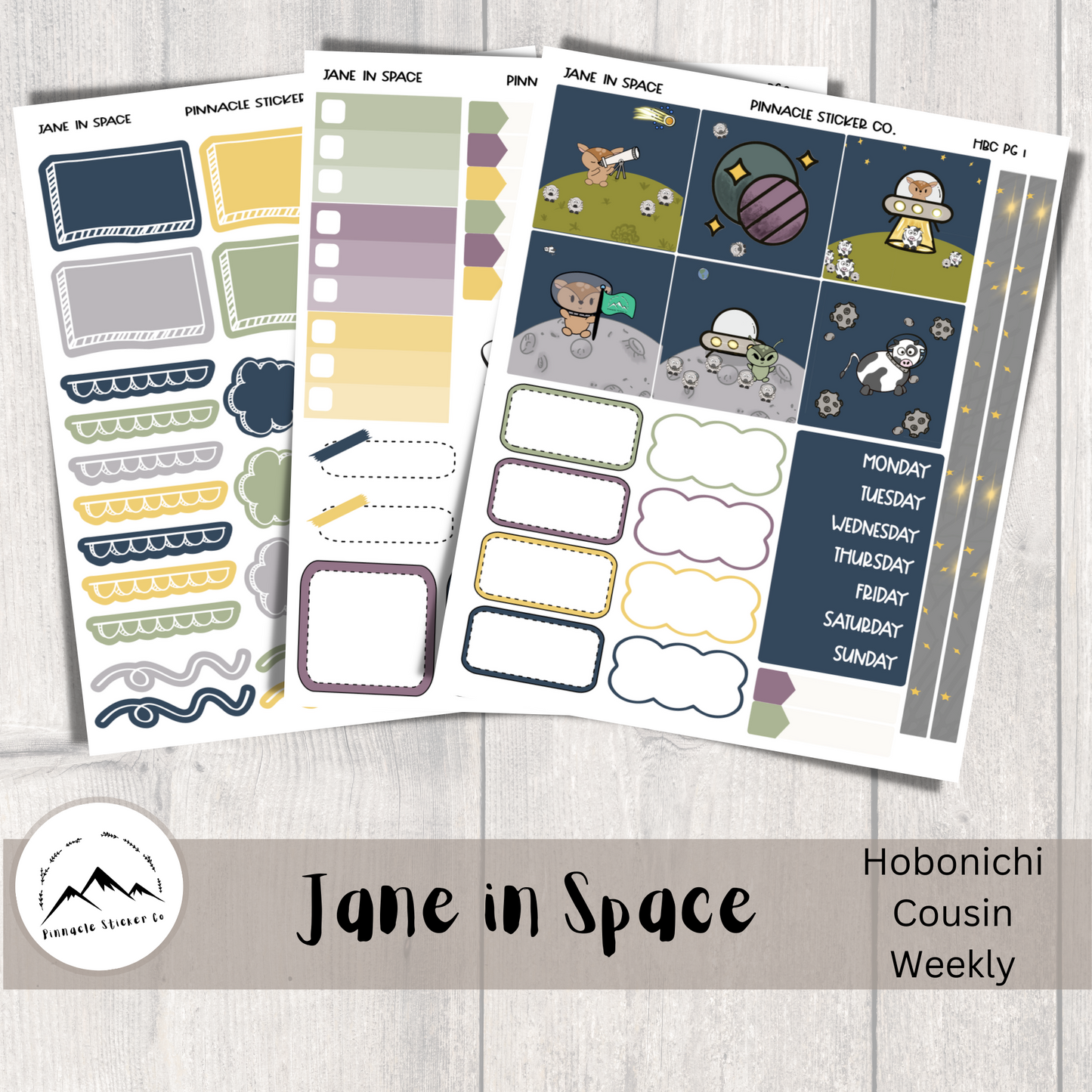 Jane in Space Hobonichi Cousin Kit Planner Stickers