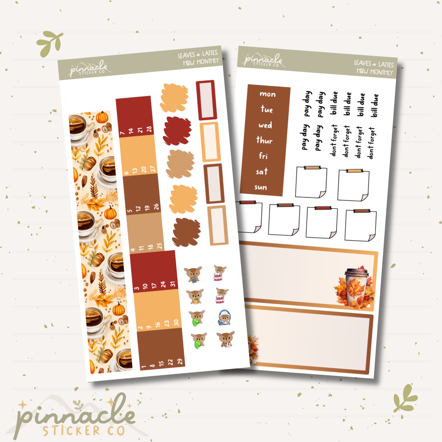 Leaves & Lattes Hobonichi Weeks Monthly Kit Planner Stickers