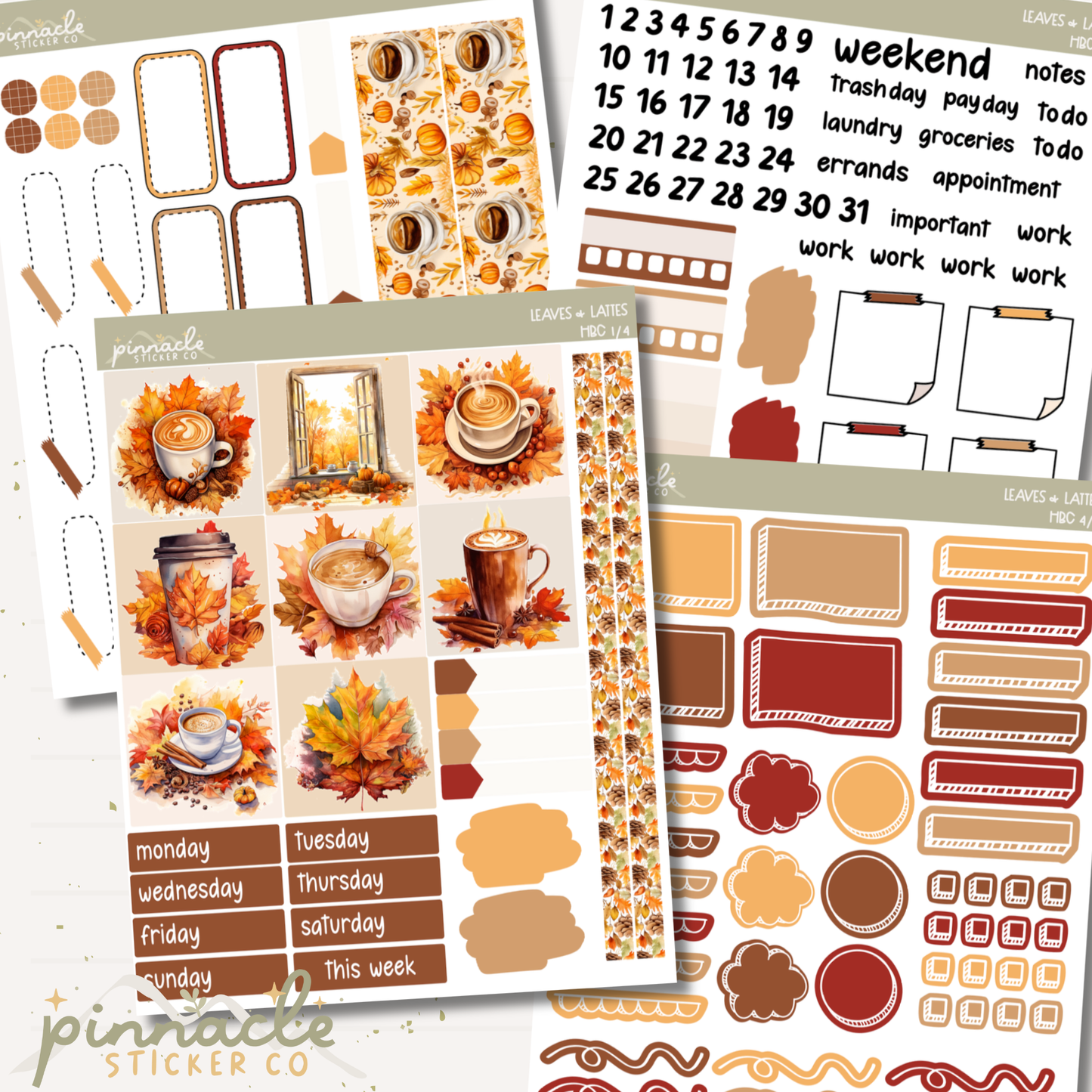 Leaves & Lattes Hobonichi Cousin Kit Planner Stickers