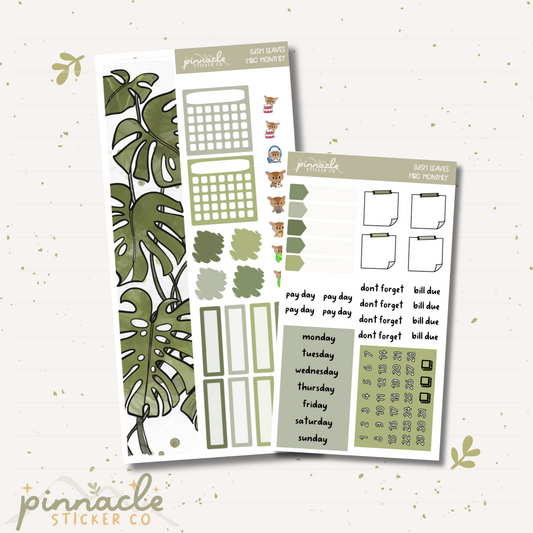 Lush Leaves Hobonichi Cousin Monthly Kit Planner Stickers