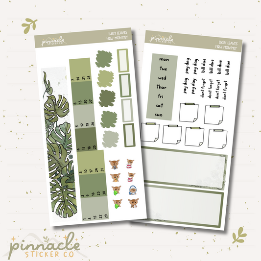 Lush Leaves Hobonichi Weeks Monthly Kit Planner Stickers