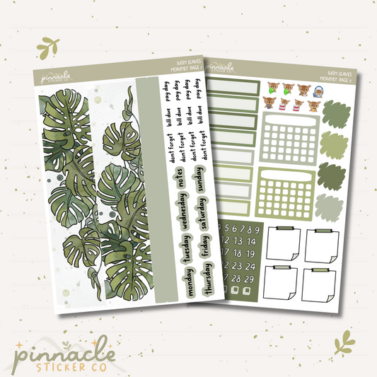 Lush Leaves Monthly Kit Planner Stickers