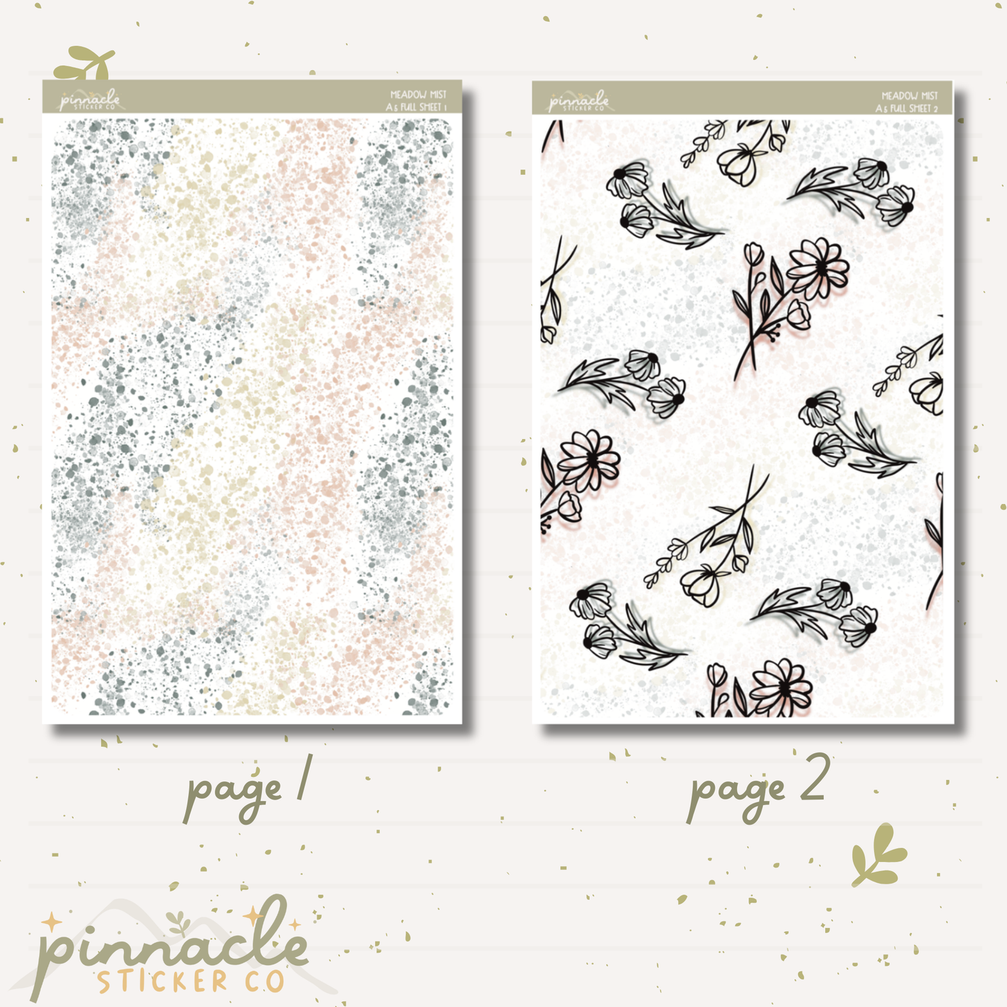 Meadow Mist A5 Full Sheet Planner Stickers