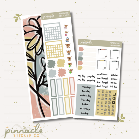 Meadow Mist Hobonichi Cousin Monthly Kit Planner Stickers