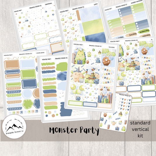 Monster Party Weekly Kit Planner Stickers