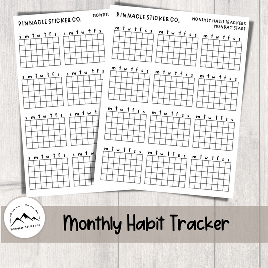 Monthly Habit Tracker Journaling Planner Stickers