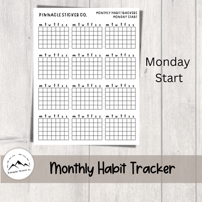 Monthly Habit Tracker Journaling Planner Stickers