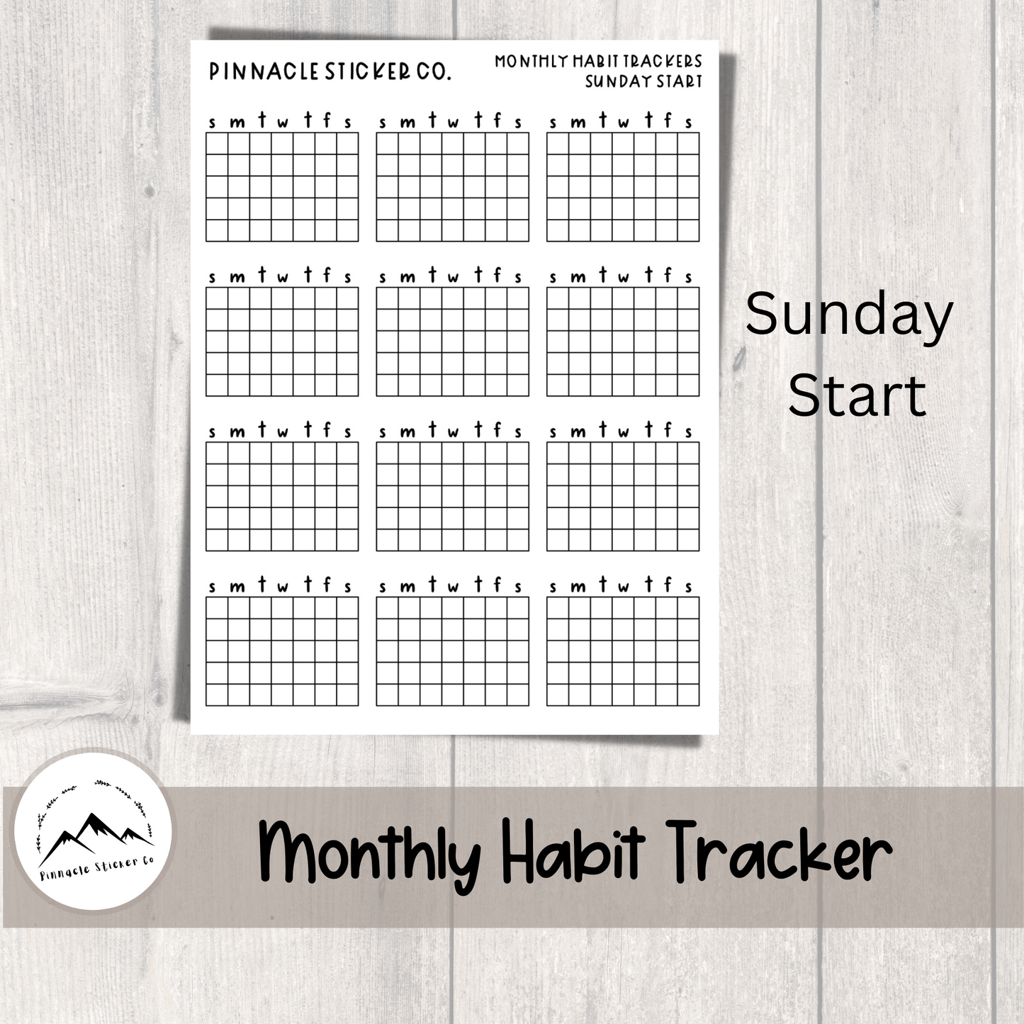 Monthly Habit Tracker Journaling Planner Stickers