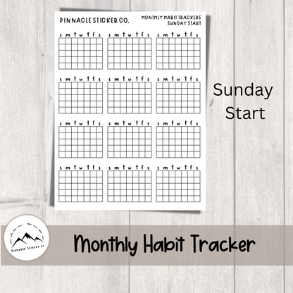 Monthly Habit Tracker Journaling Planner Stickers