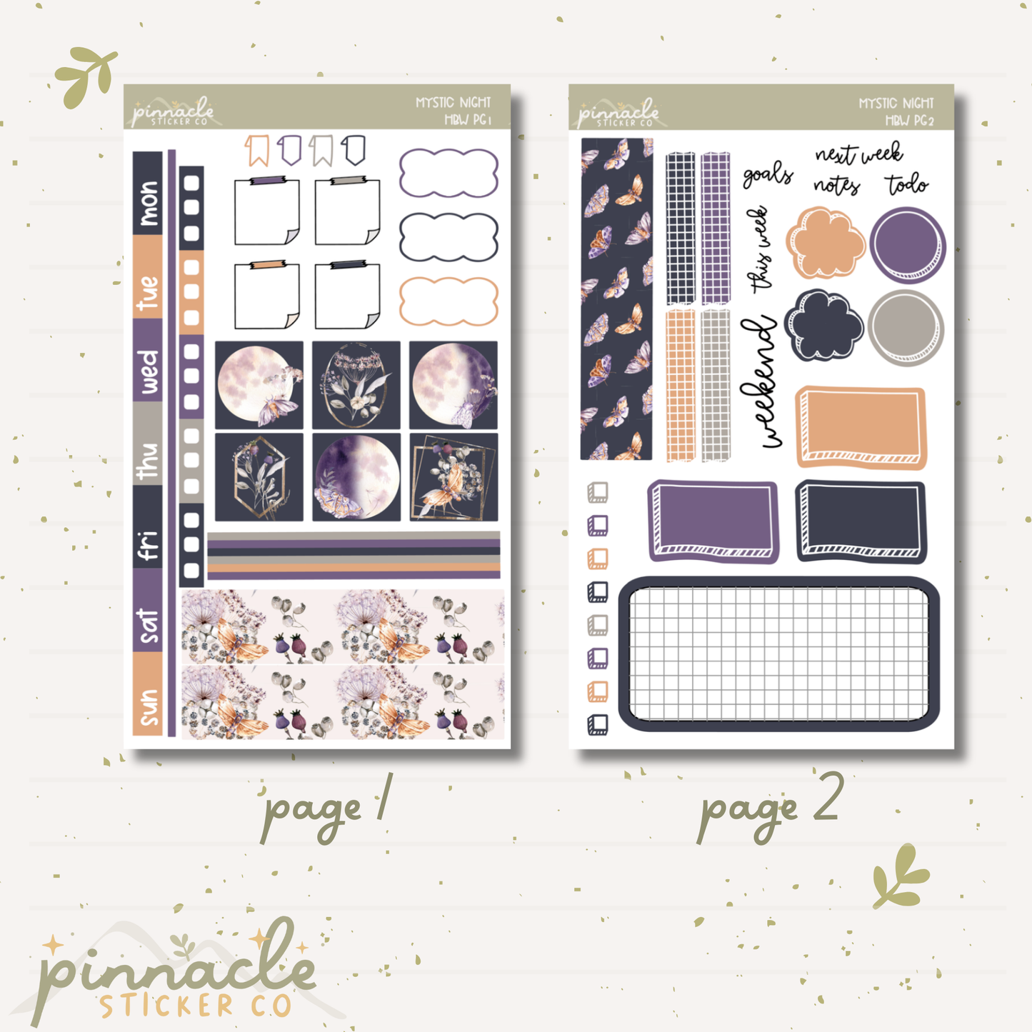 Mystic Night Hobonichi Weeks Planner Stickers