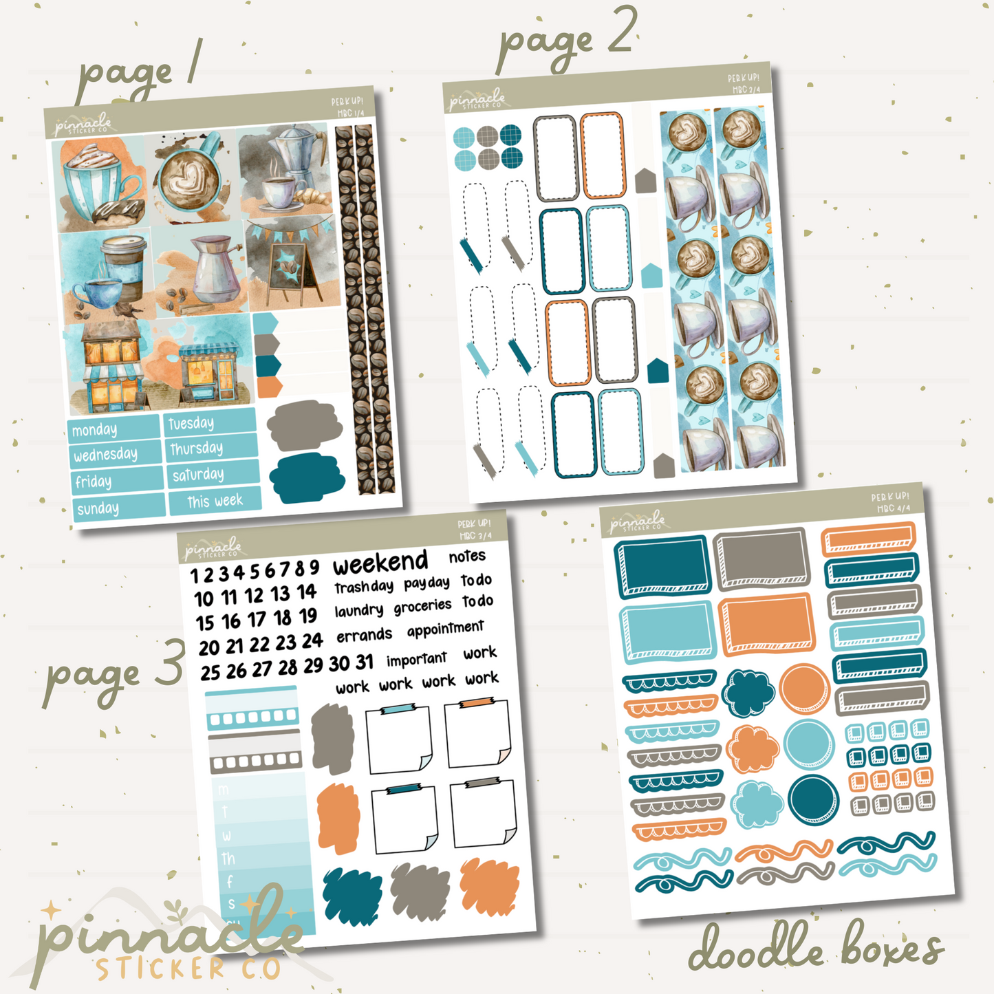 Perk Up! Hobonichi Cousin Kit Planner Stickers