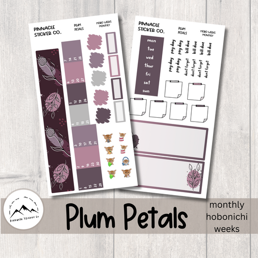 Plum Petals Hobonichi Weeks Monthly Kit Planner Stickers