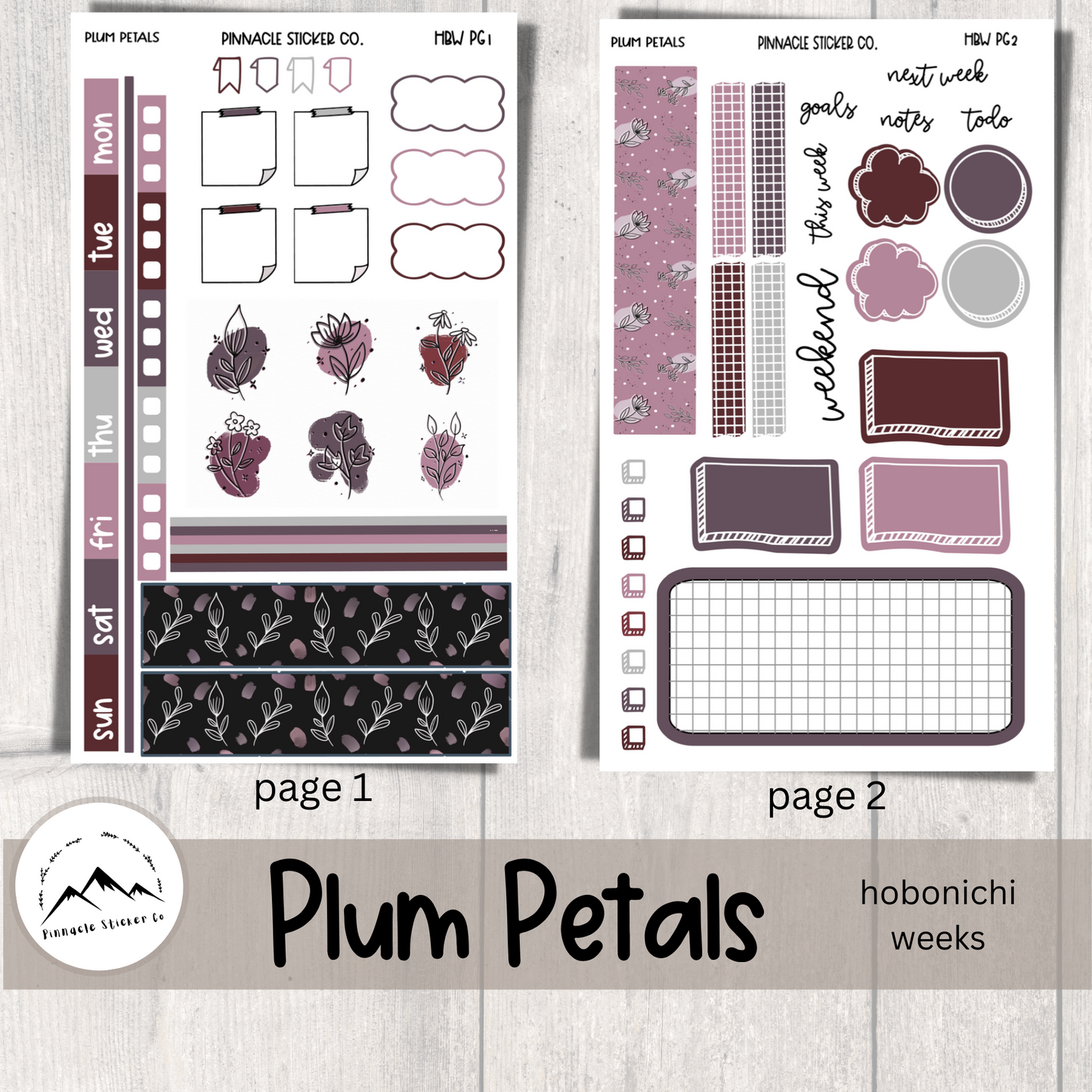 Plum Petals Hobonichi Weeks Planner Stickers