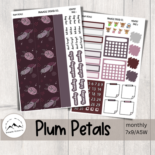 Plum Petals Monthly Kit Planner Stickers