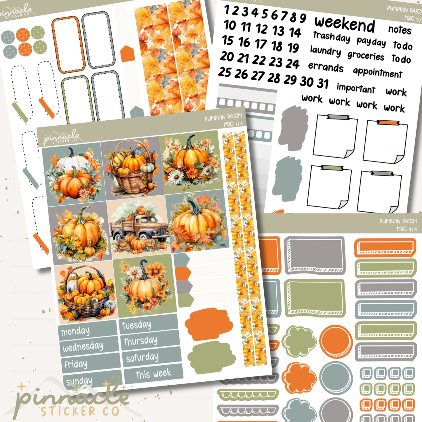 Pumpkin Patch Hobonichi Cousin Kit Planner Stickers