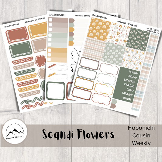 Scandi Flowers Hobonichi Cousin Kit Planner Stickers